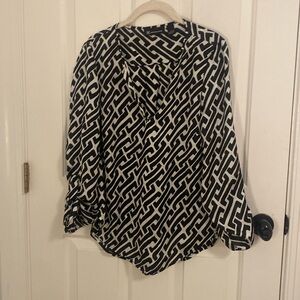 INC international concepts Modern Greek Key Pattern Blouse Size 4